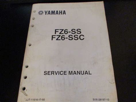 Yamaha Oem Service Manual Fz6 Ss Fz6 Ssc Fz6 Fz 6 Lit 11616 17 50 Ebay