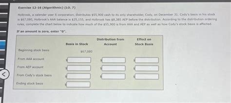 Solved Exercise 12 16 Algorithmic LO 7 Holbrook A Chegg