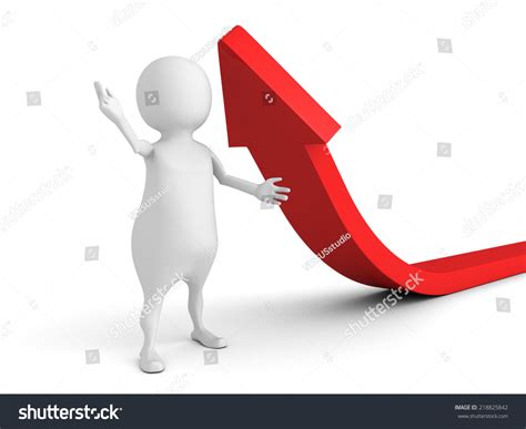 D Man Presentation Red Rising Arrow Stock Illustration