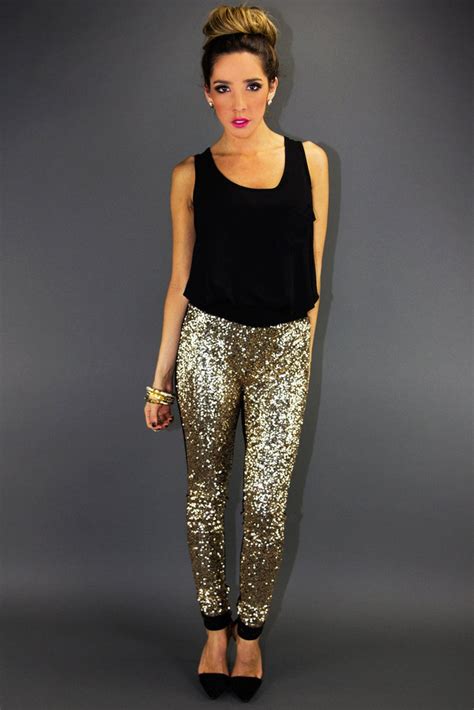 Gold Sequin Pants Haute And Rebellious