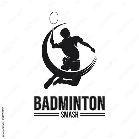 Grafika Wektorowa Stock Badminton Smash Silhouette Logo Designs