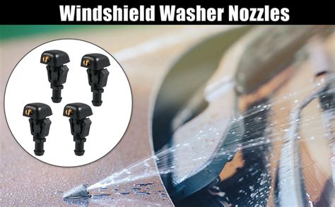 X Autohaux 4pcs Black Plastic Front Windshield Wiper Nozzle