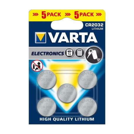 VARTA CR2032 3v Lithium Button Cell Battery 5 Pack For Button Cells