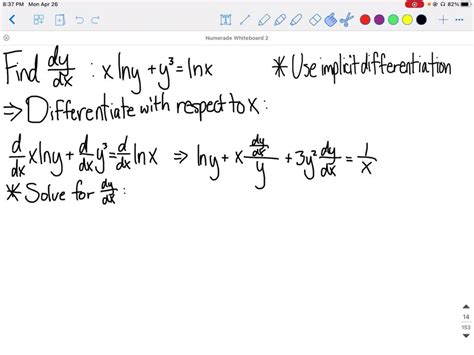 Solved Find D Y D X Assume A B C Are Constants X Lny Y 3 Lnx