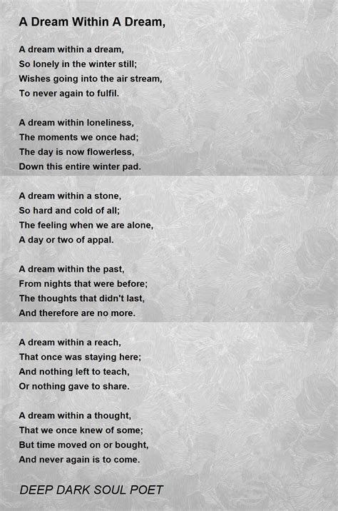 A Dream Within A Dream, - A Dream Within A Dream, Poem by DEEP DARK ...