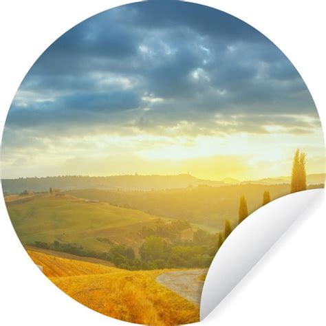 Behangcirkel Toscane Hooibalen Zon Cm Muurcirkel