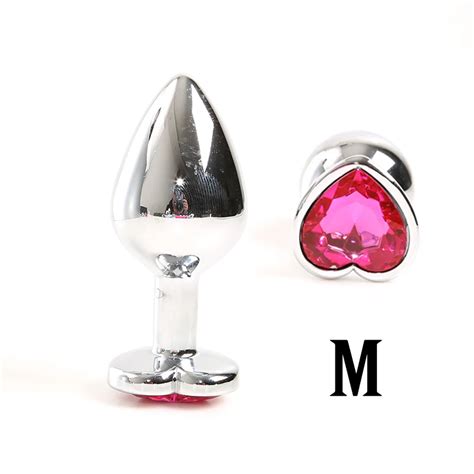 Adult Sex Toys Multiple Color Heart Shaped Stainless Steel Metal Plug