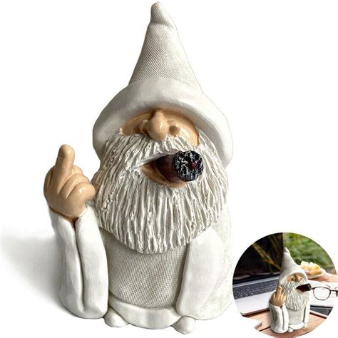 15 Cm Middle Finger Garden Gnome Gnomes Go Away Statue Funny Lawn Ornaments Indoor Or Outdoor