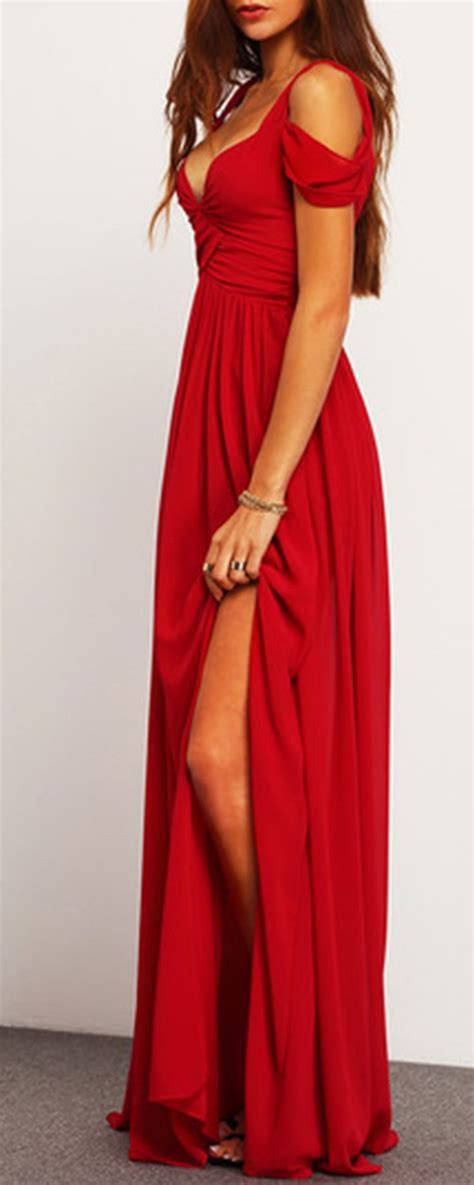 Wine Red Off The Shoulder Maxi Dress SheIn Sheinside Red Dress Maxi