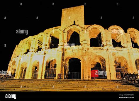 Ancient Roman Amphitheatre ruins of Arles, France Stock Photo - Alamy