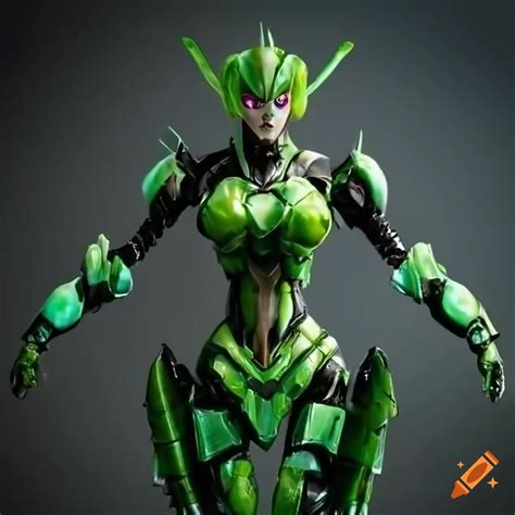 Full Body Shot Of A Sleek Beautiful Seductive Female Transformer Mantis With Green And Black