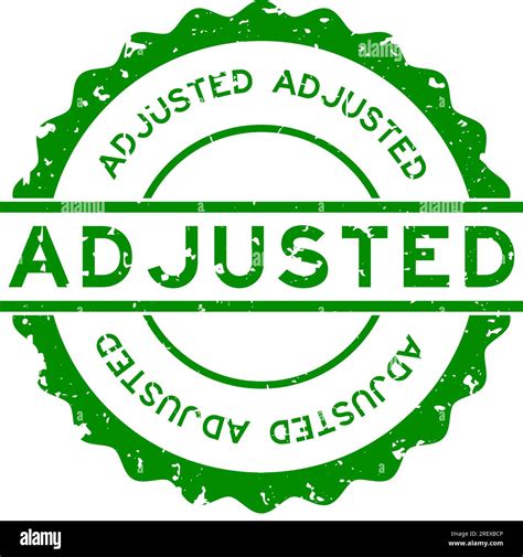 Grunge Green Adjusted Word Round Rubber Seal Stamp On White Background