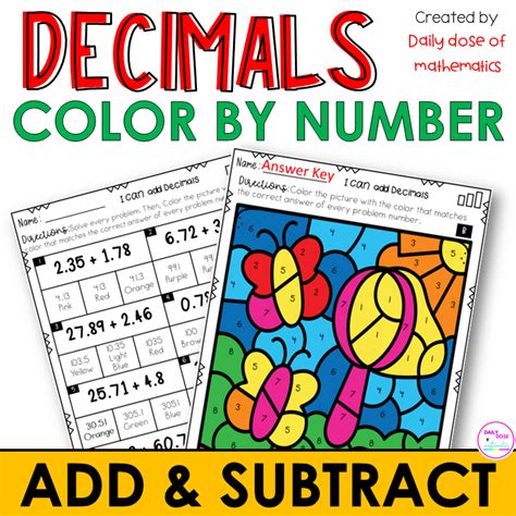 Adding And Subtracting Decimals Worksheets Color By Numbers For 5th Grade Made By Teachers