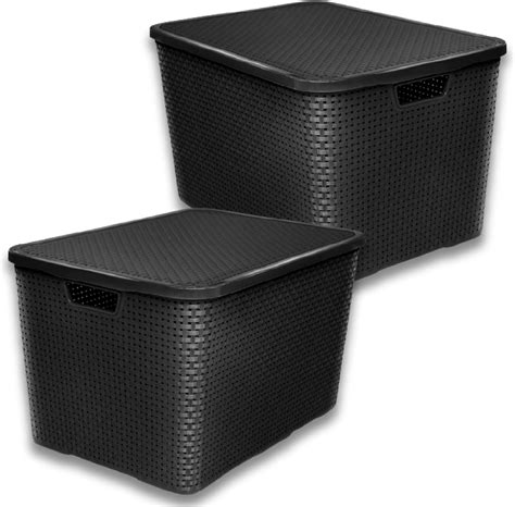 Kit 2 Caixas Organizadora Rattan Empilhavel Grande 40 Litros Amazon