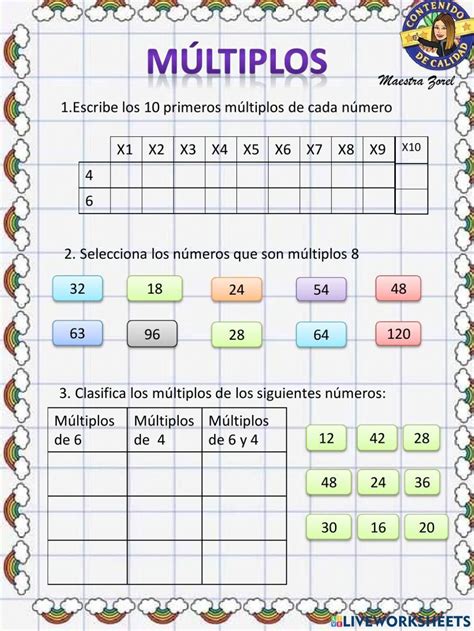 Múltiplos Matemáticas De Quinto Grado Multiplos Y Divisores