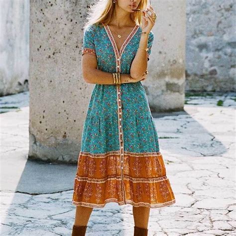 Playful Chic Gypsy Midi Sundress Boho Midi Dress Boho Dress Boho