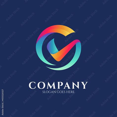 Logo design template of letter G combination with check mark Stock ...