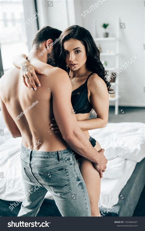 Attractive Brunette Woman Hugging Shirtless Man Stock Photo Shutterstock