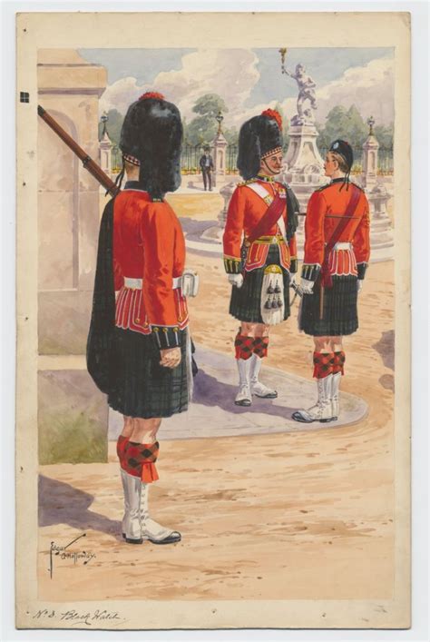 British The Black Watch Private Officer And Sergeant By Edgar A