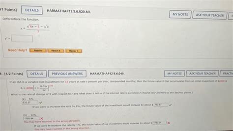 Solved 1 Points DETAILS HARMATHAP 12 9 6 020 MI MY NOTES Chegg