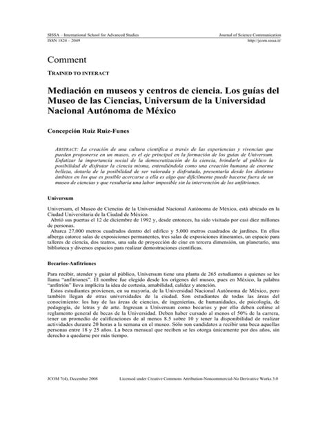 Comment Mediaci N En Museos Y Centros De Ciencia Jcom