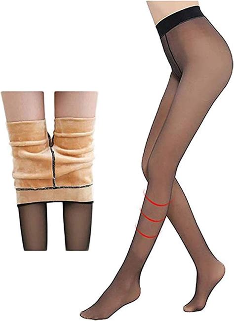 Perfect Slimming Legs Fake Translucent Warm Fleece Pantyhose Womens