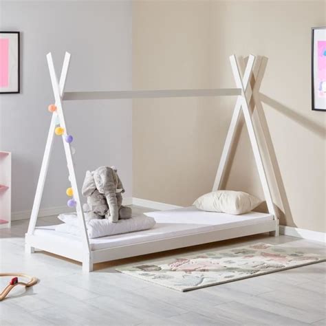 Lit Enfant Simple En Bois ELIN IDIMEX 90 X 200 Cm Blanc Tipi