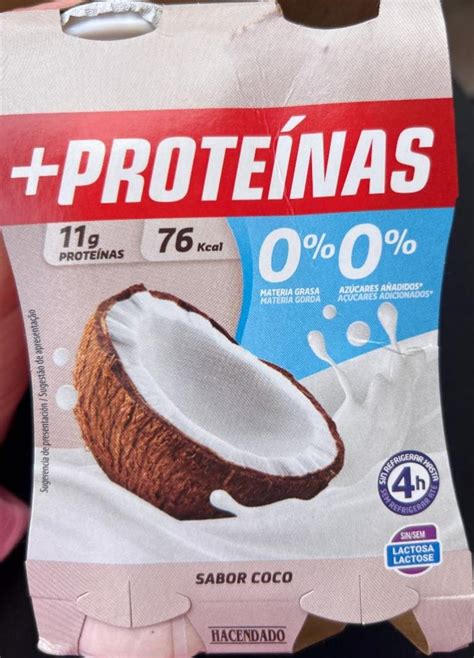 Sabor coco proteínas Hacendado kalorie kJ a nutriční hodnoty