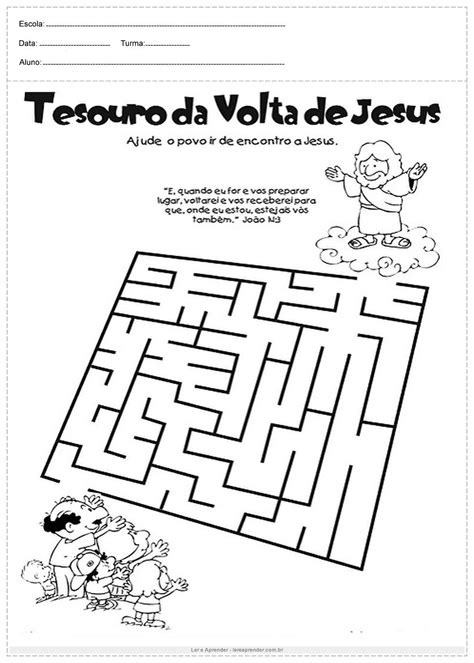 Atividades De Ensino Religioso Tesouro Da Volta De Jesus Atividades