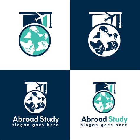 Study abroad vector logo design. Graduation cap and globe icon ...