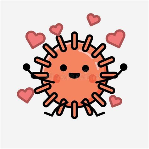 Cute Virus Mascot Vector Character In Flat Design Style Stock Vector