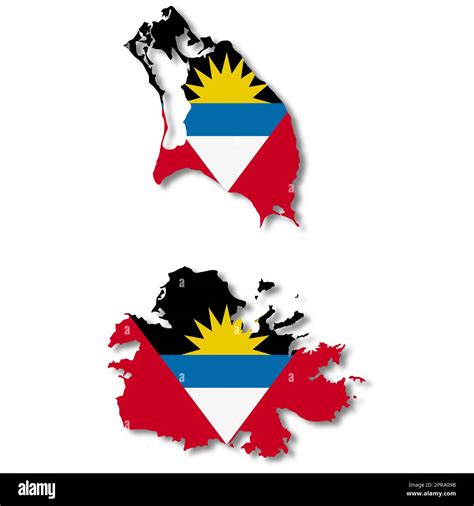 An Antigua And Barbuda Flag Map On White Background D Illustration