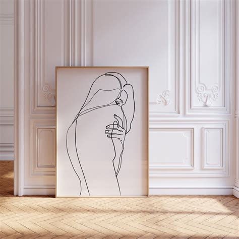 Abstract Woman Body Printable Single Line Art Woman Art Naked Print Feminine Poster Female