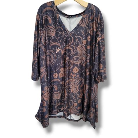 Lily By Firmiana Women S Plus Size Paisley 3 4 Sleeves Pullover Blouse