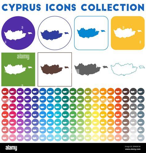 Cyprus Icons Collection Bright Colourful Trendy Map Icons Modern