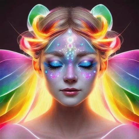 Fairy Goddess Of Light Facial Closeup Rainbow Openart