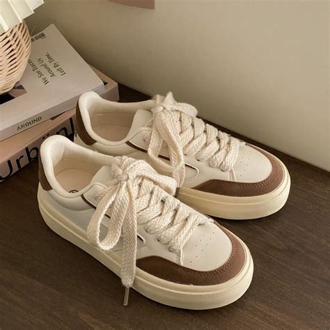 Xajzpa - Beige Leather Sneakers For Women Platform 2023 Casual Female ...