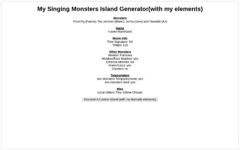 My Singing Monsters Island Generator(with my elements)