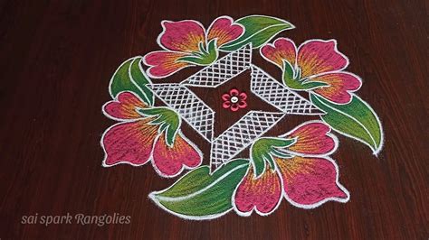 Creative Flower Kolam | New Rangoli Designs | Latest Kolam Designs