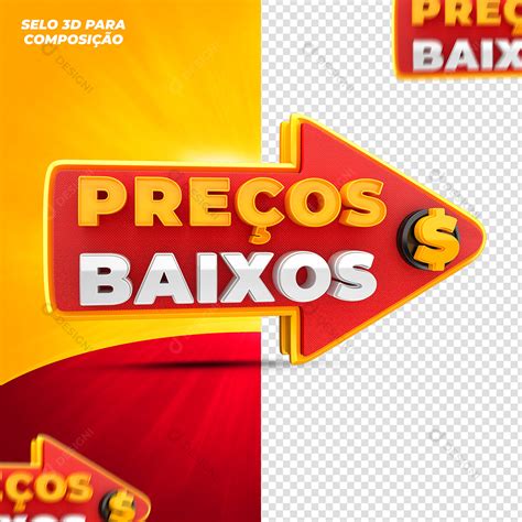 Selo 3D para Composição Preço Baixo PSD download Designi