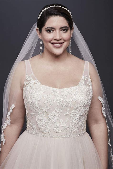 Lace And Tulle Plus Size Wedding Dress With Ribbon Collection Ntwg