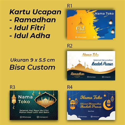 Jual ISI 100 PCS Kartu Ucapan Ramadhan Idul Fitri Idul Adha