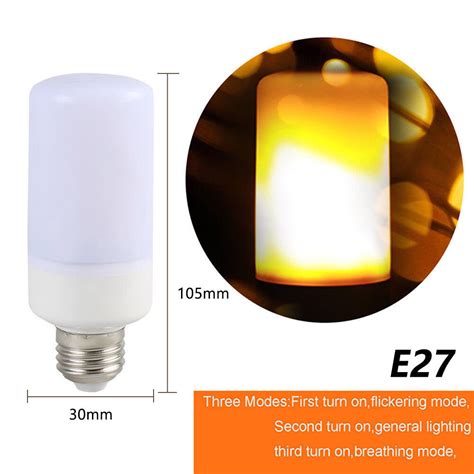 LED Flame Effect Simulated Nature Fire Light Bulb E27 E26 E14 E12 Lamp