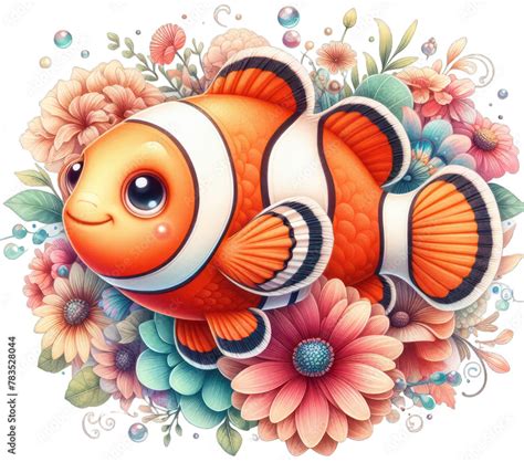 Dive Into The Colorful World Of Clownfish Detailed Png Illustration