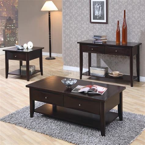 Cappuccino Finish Modern Coffee Table W Shelf Drawers Options