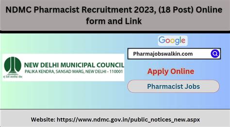 NDMC Pharmacist Recruitment 2023 18 Post Online Form And Link