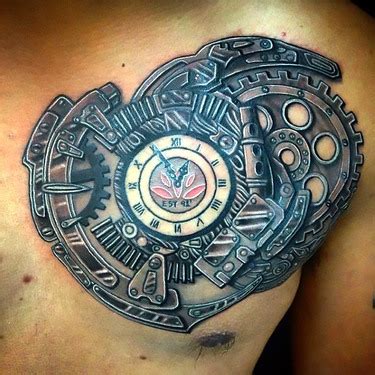 3D Steampunk Clock Tattoo Idea