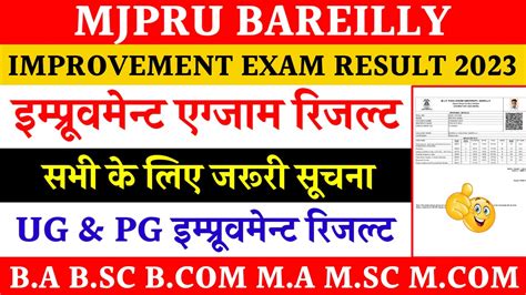 Improvement Exam Result Mjpru Ug Pg Improvement Result