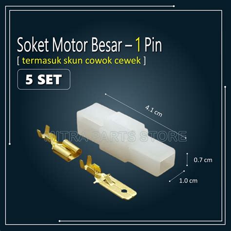 Jual Socket Soket Konektor Kabel Motor 1 Pin BESAR 5 SET Termasuk Skun