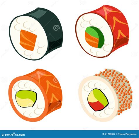 Sushi Set Stock Vector Illustration Of Sashimi Maki